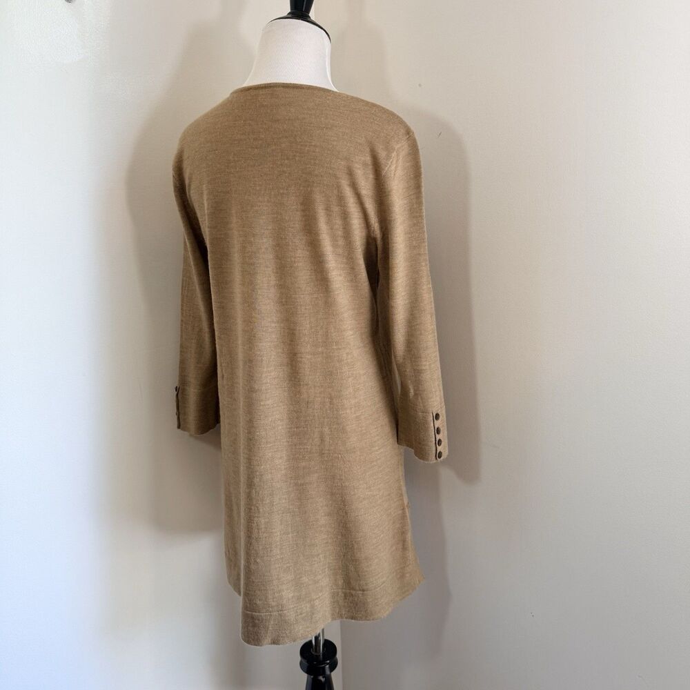 J Jill 100% Merino Wool Knit Tunic Sweater Washable Beige Oat Luxury Women S - Picture 4 of 15